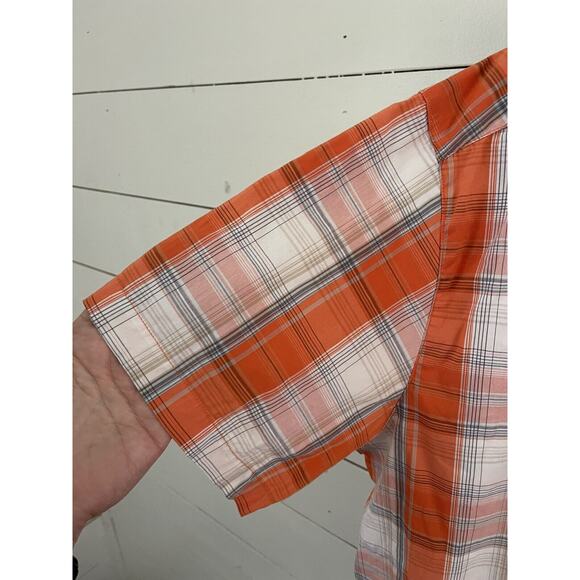 Columbia Men's Decoy Rock Short Sleeve Shirt Orange Plaid Omni Wick Size Large - Picture 5 of 6